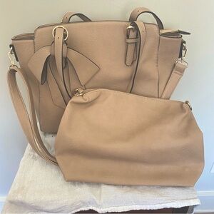 Bow Tan Women's Handbag Set